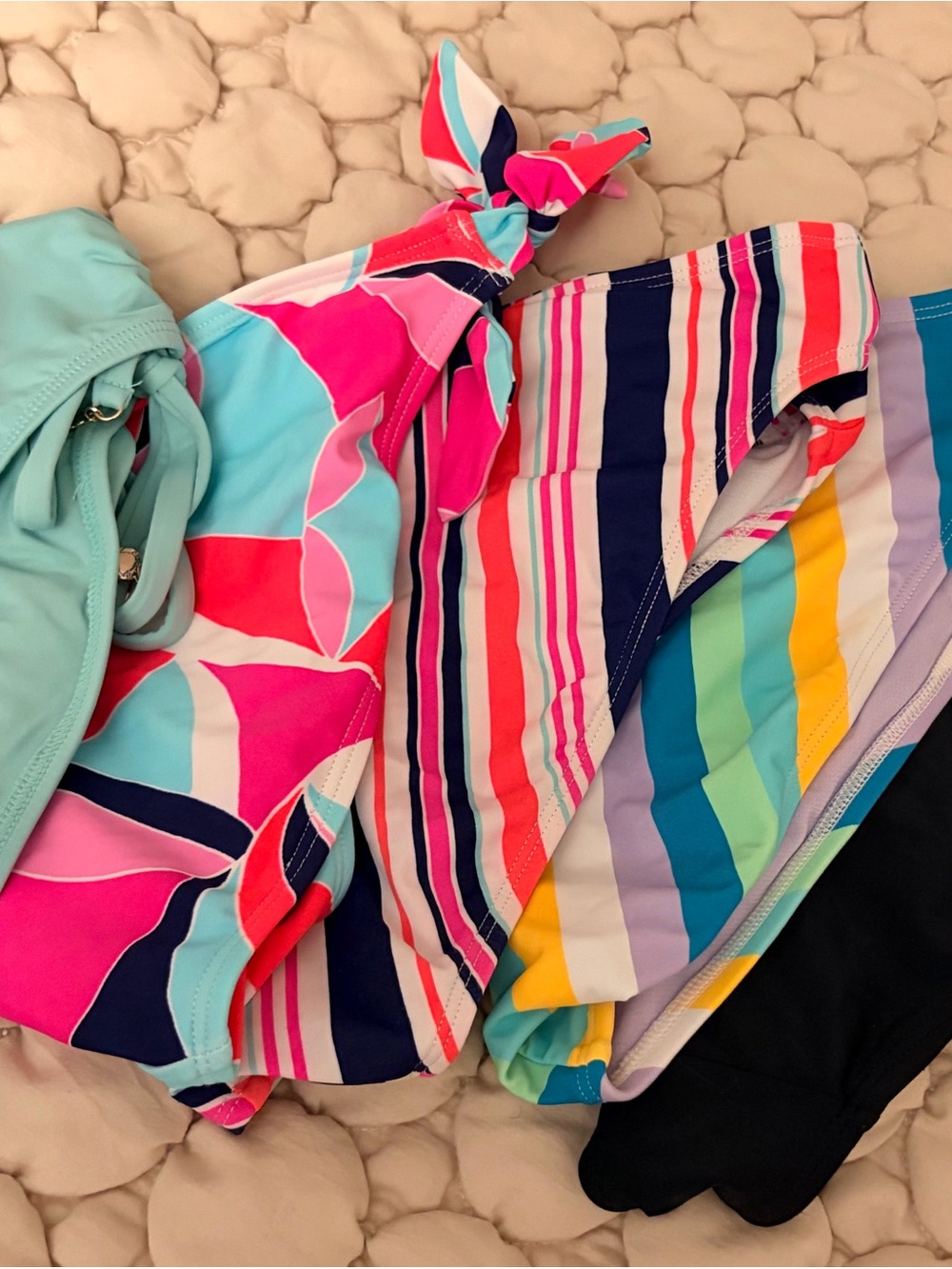 Colorful Women's Bikini Bottoms - Bright Multi-Stripe & Floral Mix - Set of 5